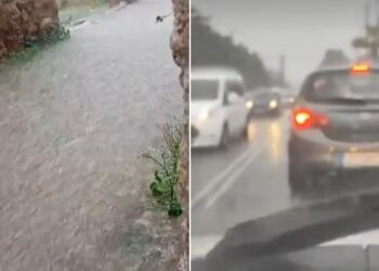 Ρόδος: Ποτάμια οι δρόμοι στο νησί λόγω έντονης βροχόπτωσης