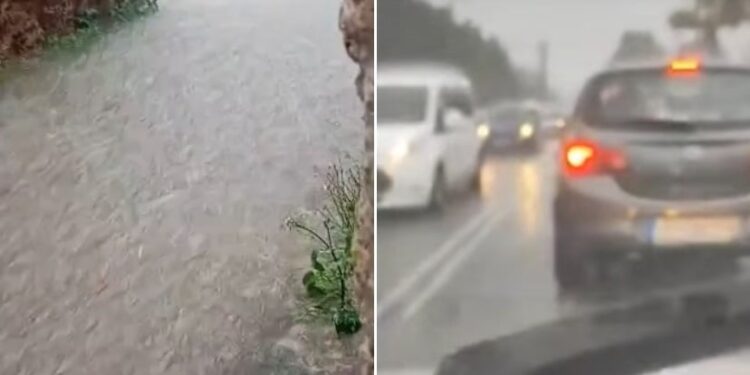 Ρόδος: Ποτάμια οι δρόμοι στο νησί λόγω έντονης βροχόπτωσης