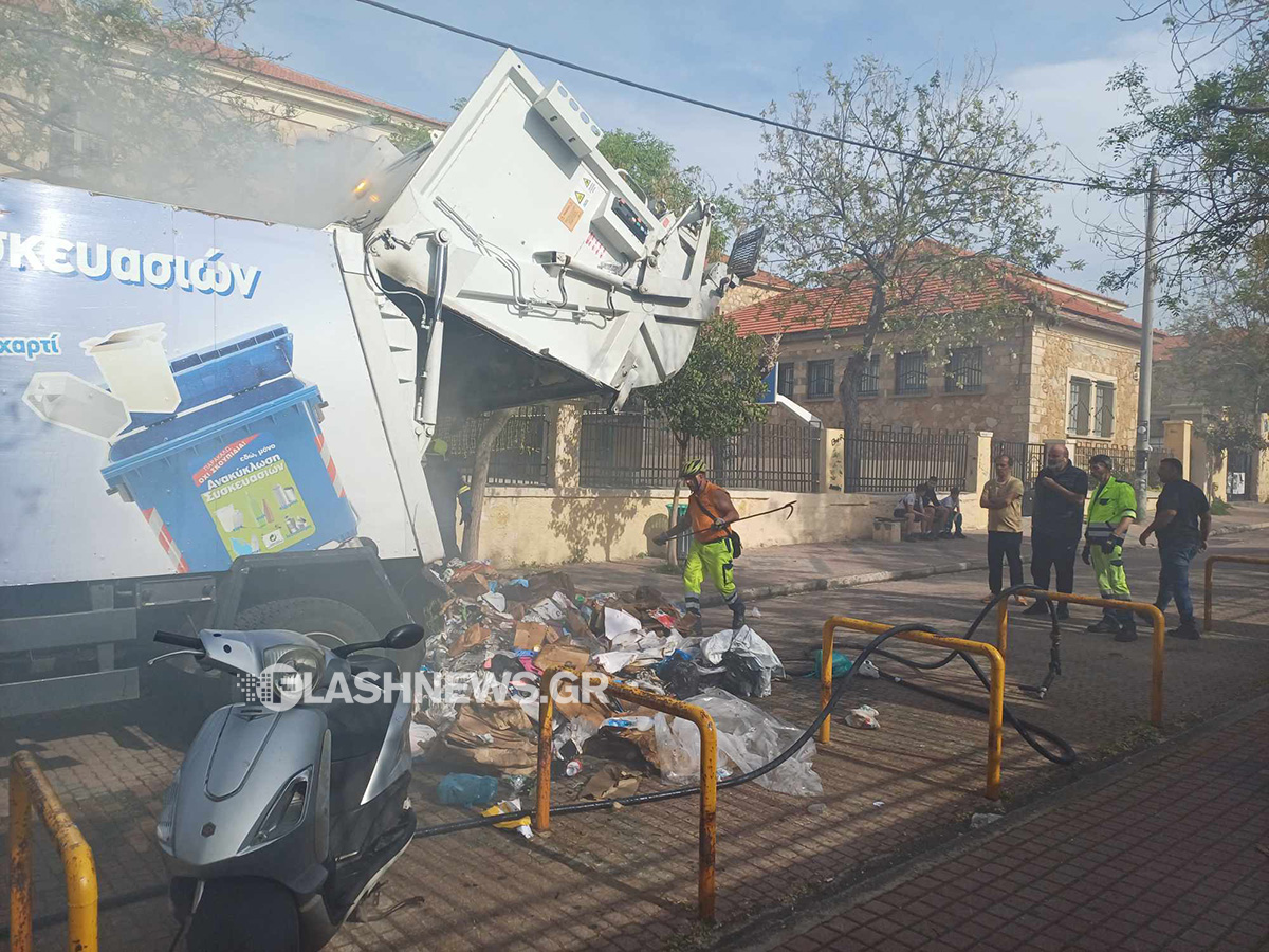 Κρήτη, Χανιά, φωτιά, απορριμματοφόρο