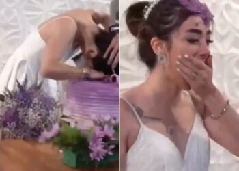 Βίντεο: Γαμπρός «βούτηξε» το κεφάλι της νύφης σε γαμήλια τούρτα