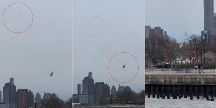 Η στιγμή που το ελικόπτερο πέφτει στον ποταμό Χάντσον