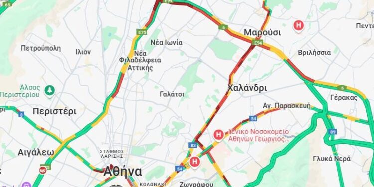 Κίνηση: Μποτιλιάρισμα στην Κηφισίας και στο κέντρο της Αθήνας