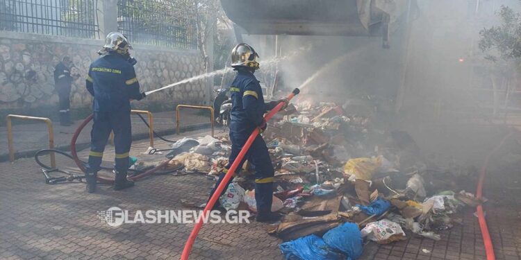 Κρήτη: Απορριμματοφόρο τυλίχθηκε στις φλόγες στο κέντρο των Χανίων