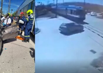 Πάτρα: Από θαύμα σώθηκε η οδηγός του αυτοκινήτου που παραβίασε τις μπάρες και συγκρούστηκε με τρένο