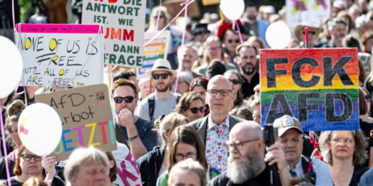 Χιλιάδες πολίτες διαδήλωσαν σε ολόκληρη ζητώντας να τεθεί εκτός νόμου το AfD