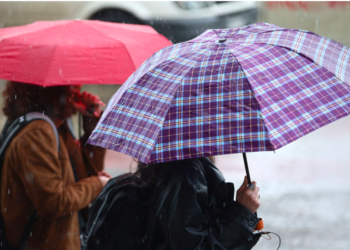 Weather with rain, dust, and gusty winds – Regions requiring caution