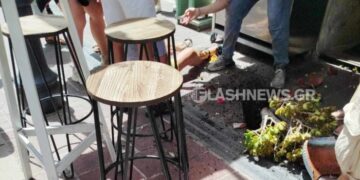 Γλάστρα έπεσε πάνω σε τουρίστρια