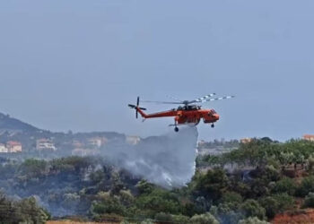 Φωτιά στο Μαρκόπουλο: Καλύτερη η εικόνα, μάχη με διάσπαρτες εστίες