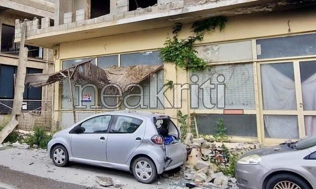 Ηράκλειο: Κατέρρευσε τμήμα ημιτελούς κτιρίου στις Μεσαμπελιές – Από θαύμα δεν υπήρξαν θύματα