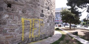 Θεσσαλονίκη: Βανδάλισαν τον Λευκό Πύργο (εικόνες, βίντεο)