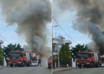 Λεωφορείο τυλίχθηκε στις φλόγες στο Πανόραμα – Δείτε βίντεο
