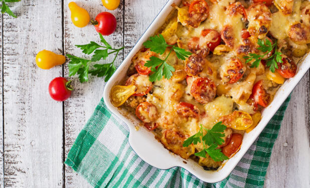 Συνταγή για ζυμαρικά με λαχανικά στο φούρνο