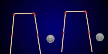 Mπορείτε να βάλατε τα 2 κέρματα μέσα στα ποτήρια μετακινώντας 4 σπίρτα; Έχετε 20 δευτερόλεπτα;