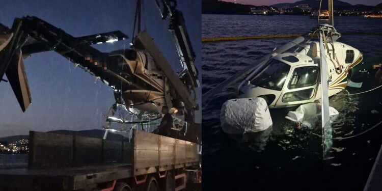 Βουλιαγμένη: Καρέ-καρέ η ανέλκυση του ελικοπτέρου από το Λιμενικό