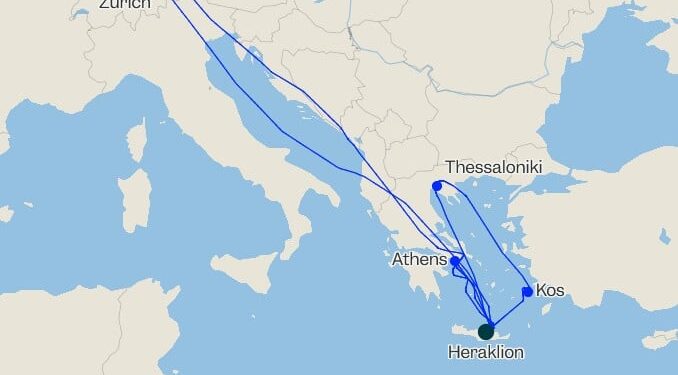 Ταξίδι 2,5 ωρών από τη Ζυρίχη στο Ηράκλειο «ξεχείλωσε» σε 32 και χωρίς οι επιβάτες να φτάνουν στον προορισμό του