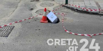 Ηράκλειο: Τρύπα- παγίδα για πεζούς και οχήματα «επέστρεψε» στο οδόστρωμα