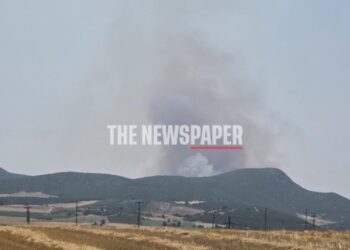 Μεγάλη φωτιά στον οικισμό Κοκκίνα στα όρια Μαγνησίας-Λάρισας